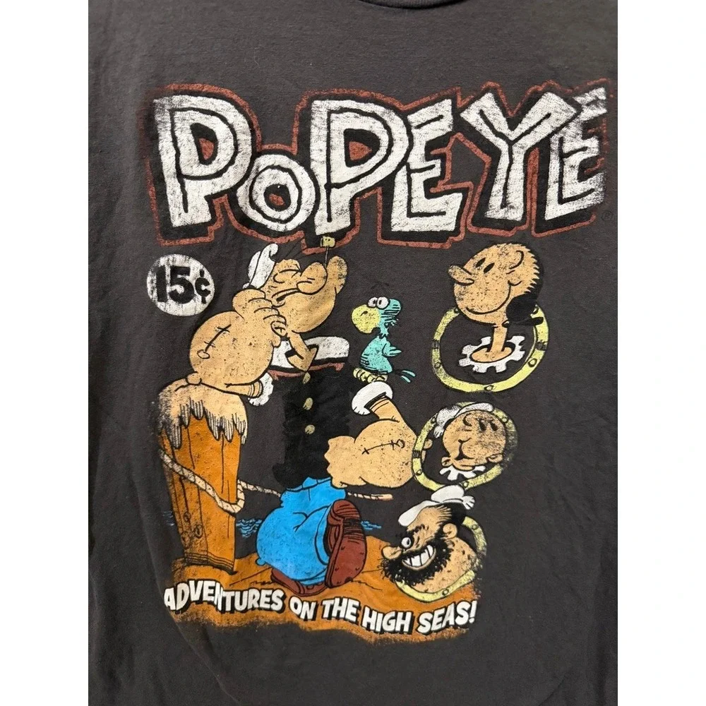 Popeye Adventures on the High Seas Graphic T-Shirt Mens Medium Charcoal Gray Tee